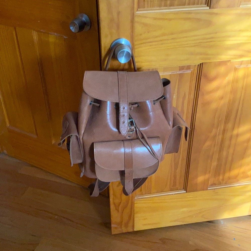 Leather backpack  purse